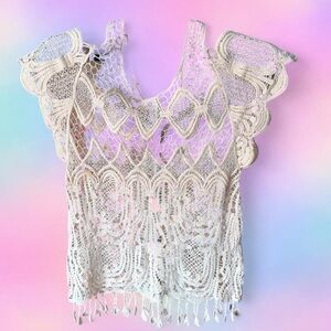 Lipstick Boutique Cream Crochet Lace Camisole